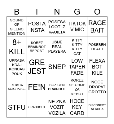 Kerez Bingo Card