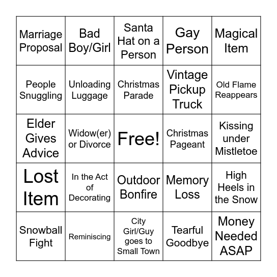 Hallmark Christmas Bingo (Hard) Bingo Card