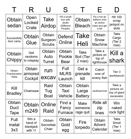 Trusted Bingo Card