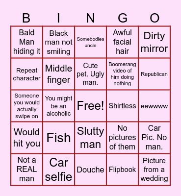 Tinder Bois Bingo Card