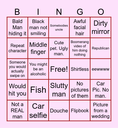 Tinder Bois Bingo Card