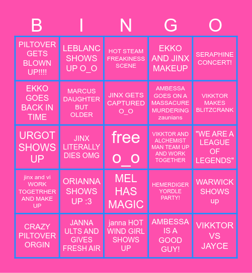 ARCANE S2 BINGAO Bingo Card