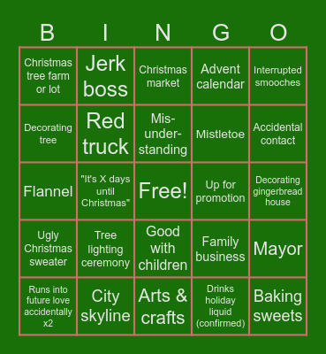 Hallmark Christmas Movie Bingo Card