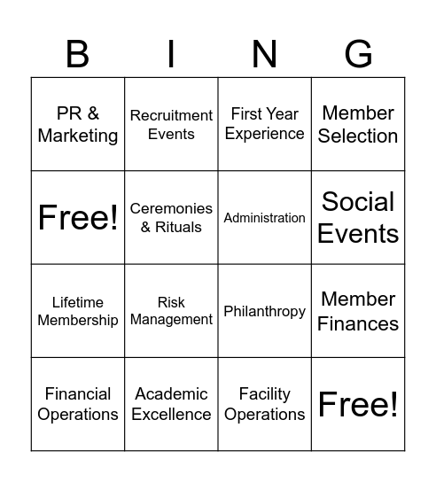 Director Position Bingo Card