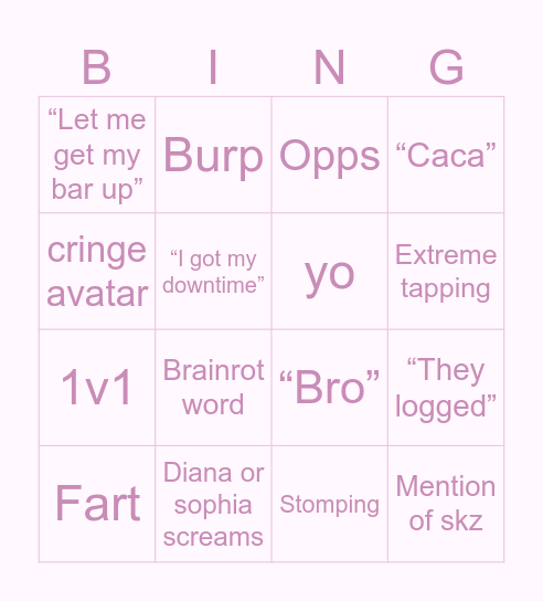 Baddies bingo Card