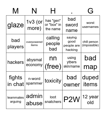 minehut.gg bingo Card