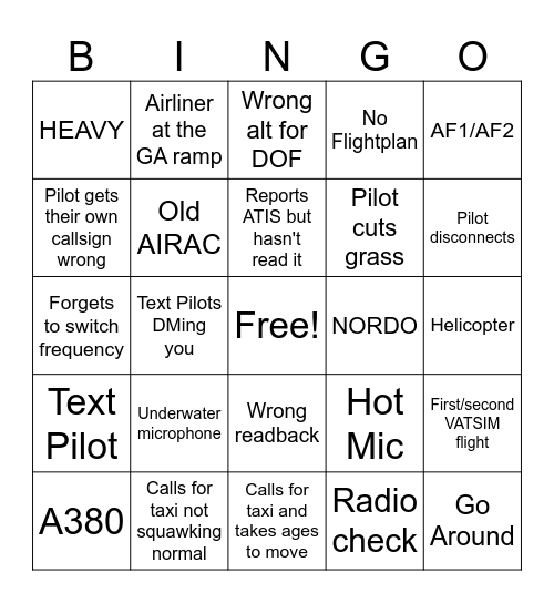 ZOB DTW ATCT Bingo Card