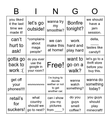 Andrewisms Bingo Card