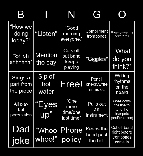 Mr. Good/Band Bingo Card