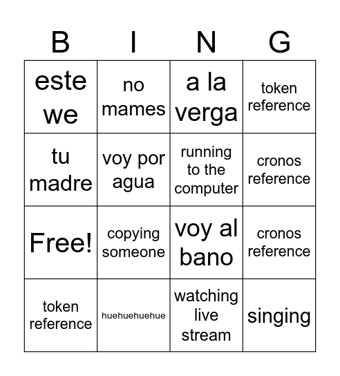 Bingo Allan Bingo Card