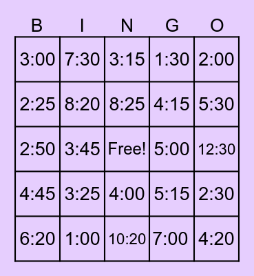 Telling time in Spanish Bingo Card