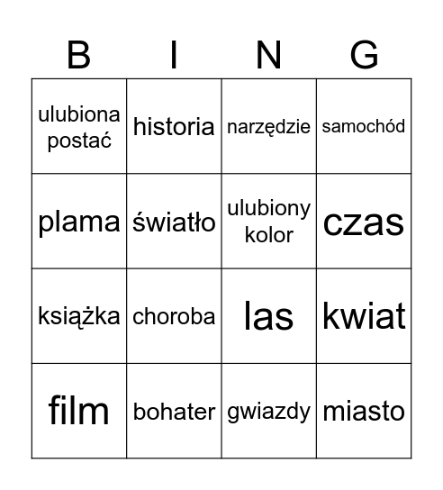 Komiksowe bingo Card