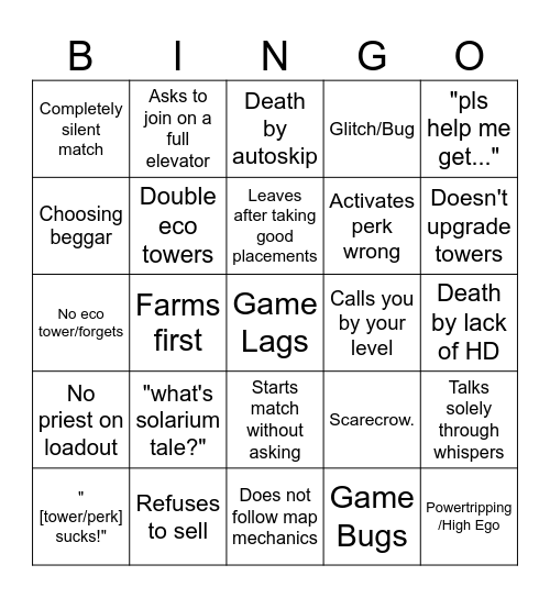 CTD random bingo v2 Bingo Card