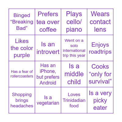 Denielle’s Bingo Card