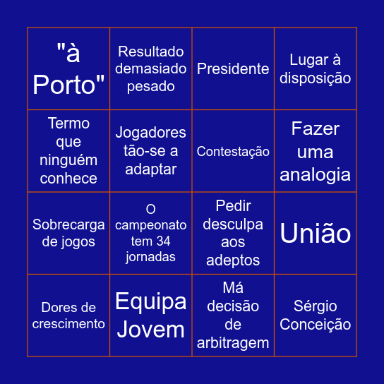 Press Conference - VB Bingo Card