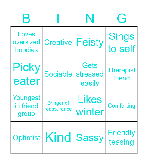 Butterscotch h Bingo Card
