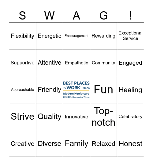 Let's Celebrate National Swag Day Bingo Card