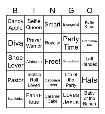 LaFrench's 70th Birthday Bingo Card