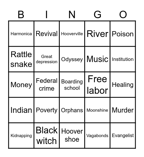 This Tender Land Bingo Card