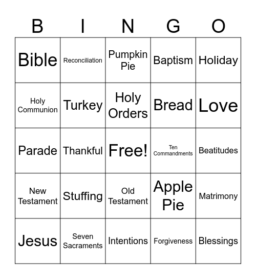 Thanksgiving Bingo Card