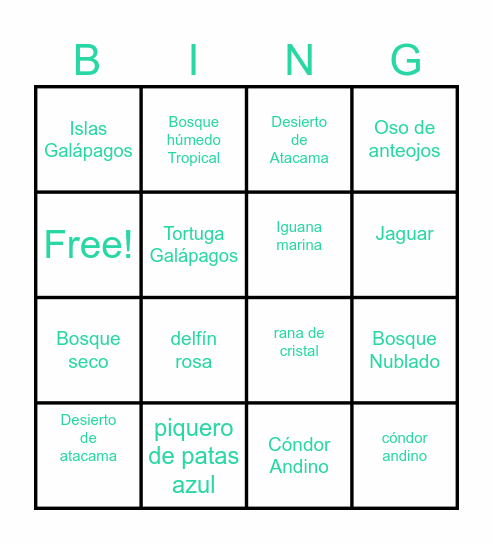 Bingo ecológico Bingo Card
