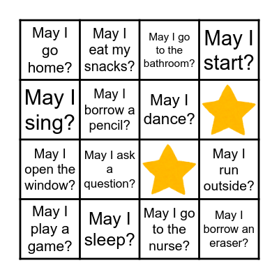 May I ~? BINGO Card