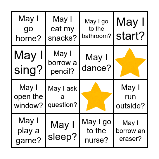 May I ~? BINGO Card