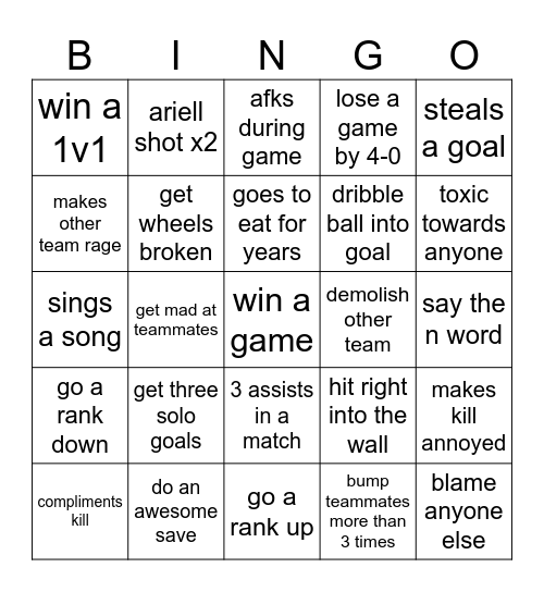 karas rl rocket league Bingo Card