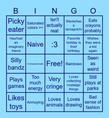 Nostalgia Bingo Card