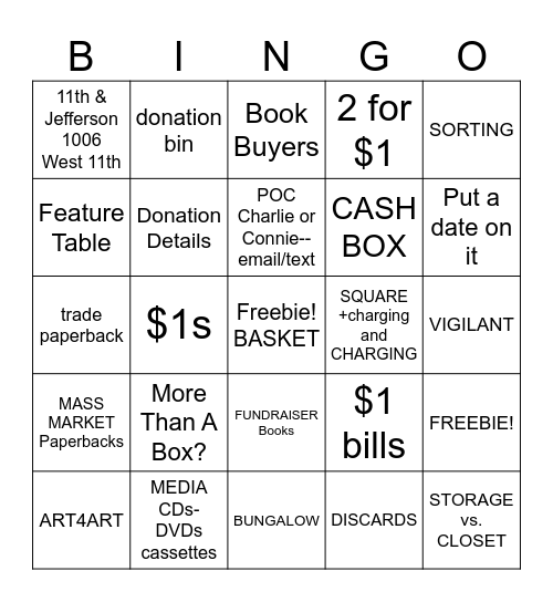 VOLUNTEER VIP INFO SESSION Bingo Card