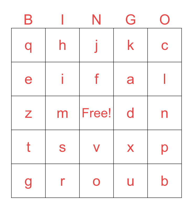 Inequality Bingo Card