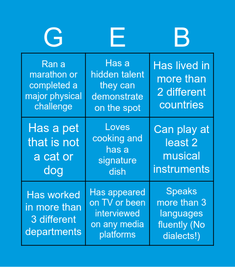 Group E Bingo Card