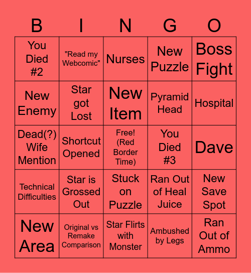 Starfish Hill 2 Stream Bingo Card