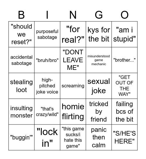 Clooless & co horror vid Bingo Card
