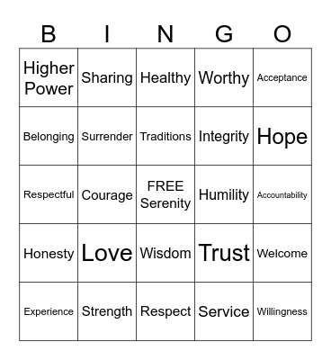 CoDA Willing Wednesday 🎉 Bingo Card