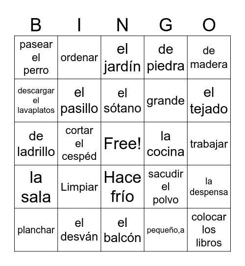 Unidad 2, Desafío 1 - La vivienda Bingo Card