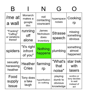 Survivor Bingo Card
