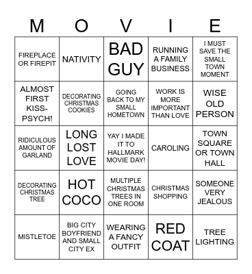 Hallmark Bingo Card