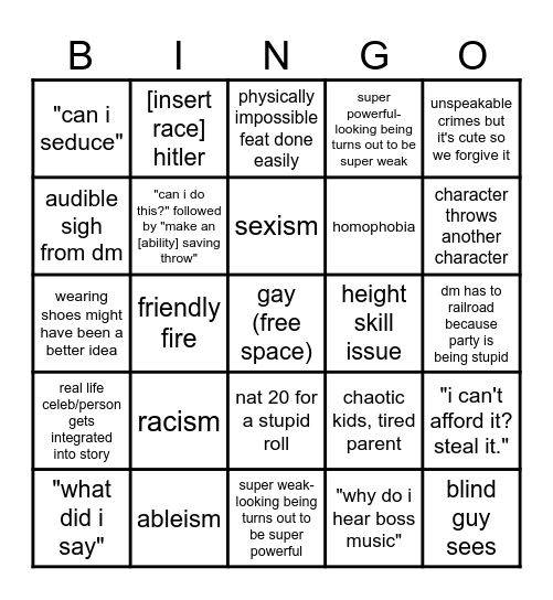 chat is this real Bingo Card