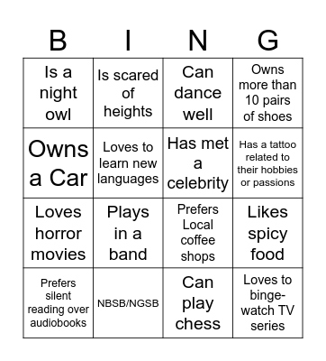 Human Bingo Card