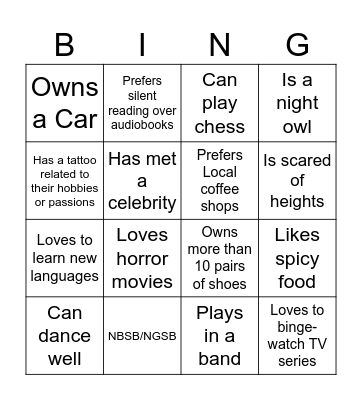 Human Bingo Card