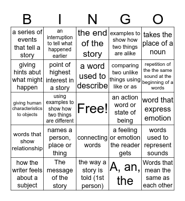 Dr. J's ELA Bingo Card