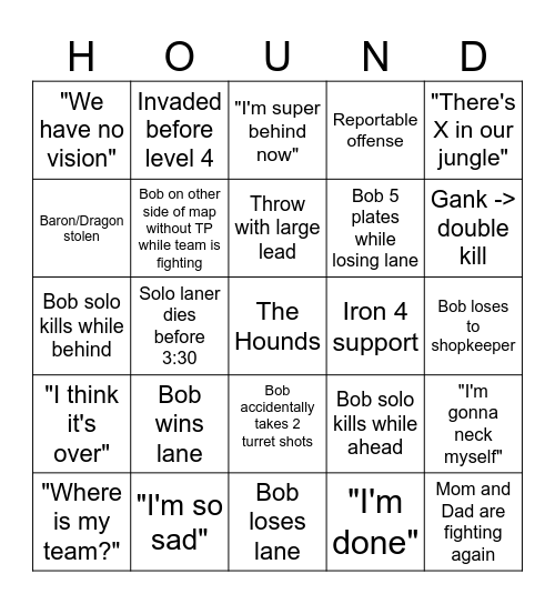 Hounds of Iron Bingo Card