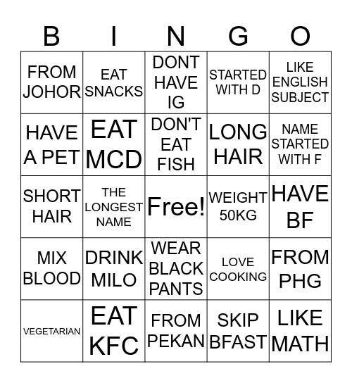 CAMP Bingo Card