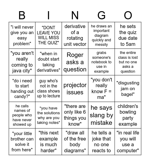 engr 80 Bingo Card