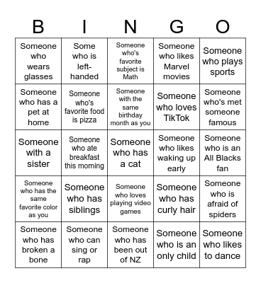 Human Bingo Card