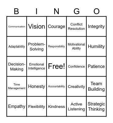 Leadership BINGO Card