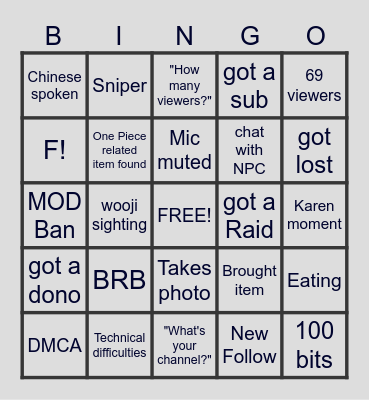 Ceweina Bingo Card