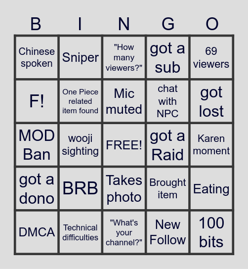 Ceweina Bingo Card
