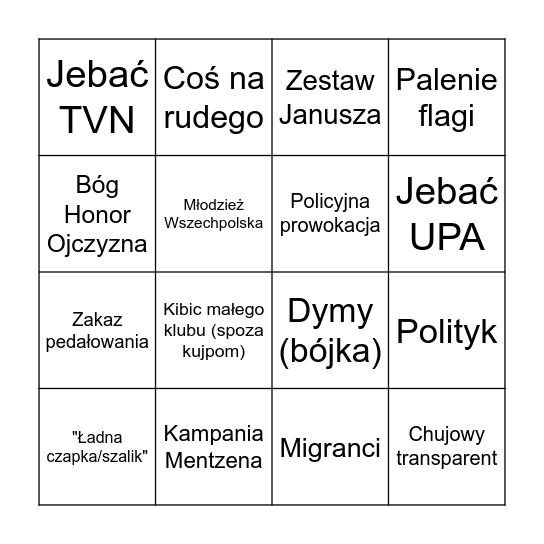 Marsz Niepodległości 2024 Bingo Card